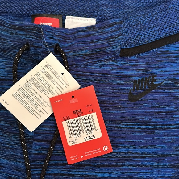 Nike knit yarn shorts cotton nylon tech fleece mens blue athletic new with tags - Picture 3 of 5